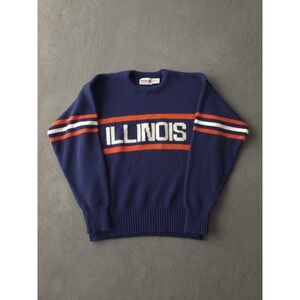 Vintage 1980s Cliff Engle Illinois Fighting Illini Knit Crewneck Sweater NCAA M